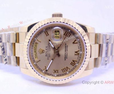 Rolex Daydate Watch Yellow Gold / Gold Roman Men Size